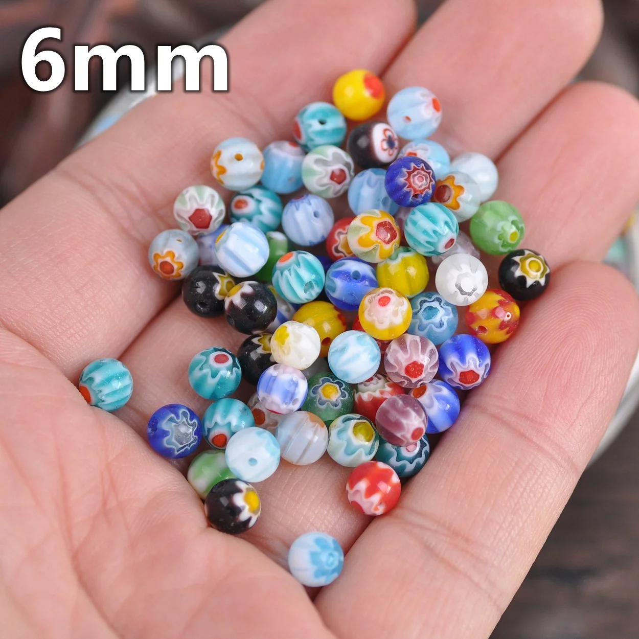 Round 6mm 8mm 10mm 12mm 14mm Mixed Flower Patterns Millefiori Glass Loose Beads Lot For Jewelry Making DIY Crafts Findings