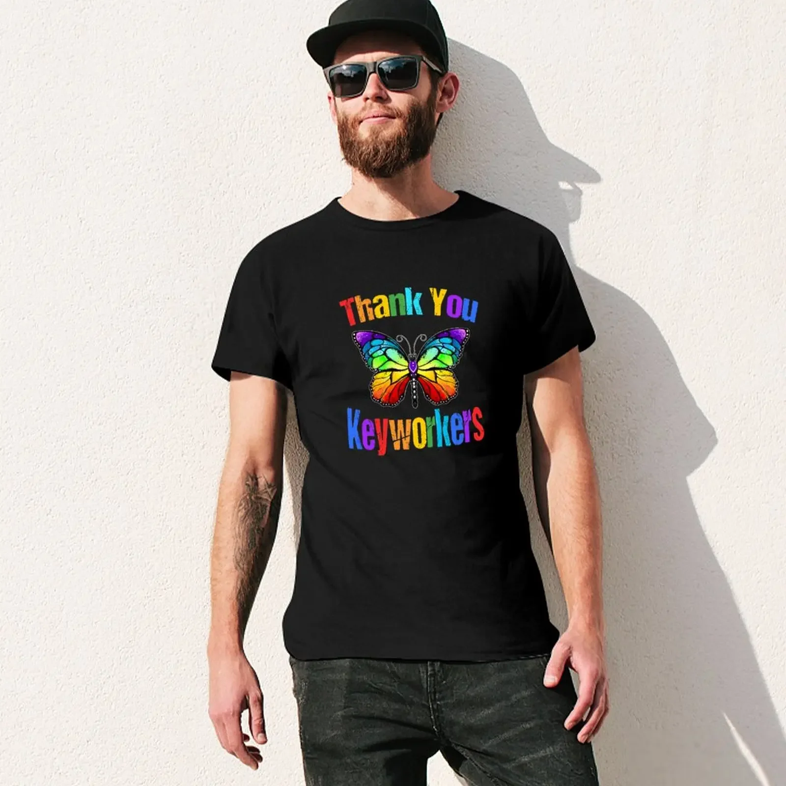 Rainbow Butterfly Thank You Keyworkers T-Shirt heavyweights summer clothes funnys mens graphic t-shirts pack