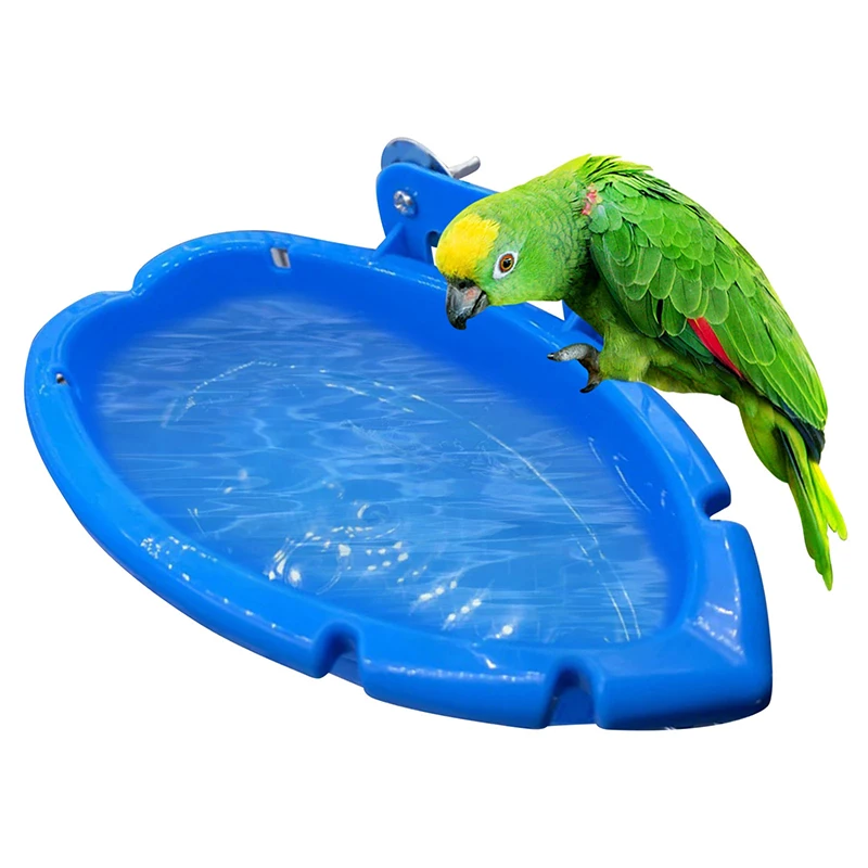 Bandeja de comida para loros, bañera azul creativa multifunción, jaula para animales, caja de ducha de lavado de pie, juguetes para pájaros, productos de limpieza para mascotas