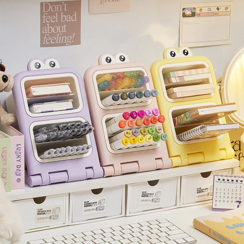 

Slanted Insert Pen Holder Stationery Rack Makeup Storage Case Desk Supplies Organizer For College Dorm Office School