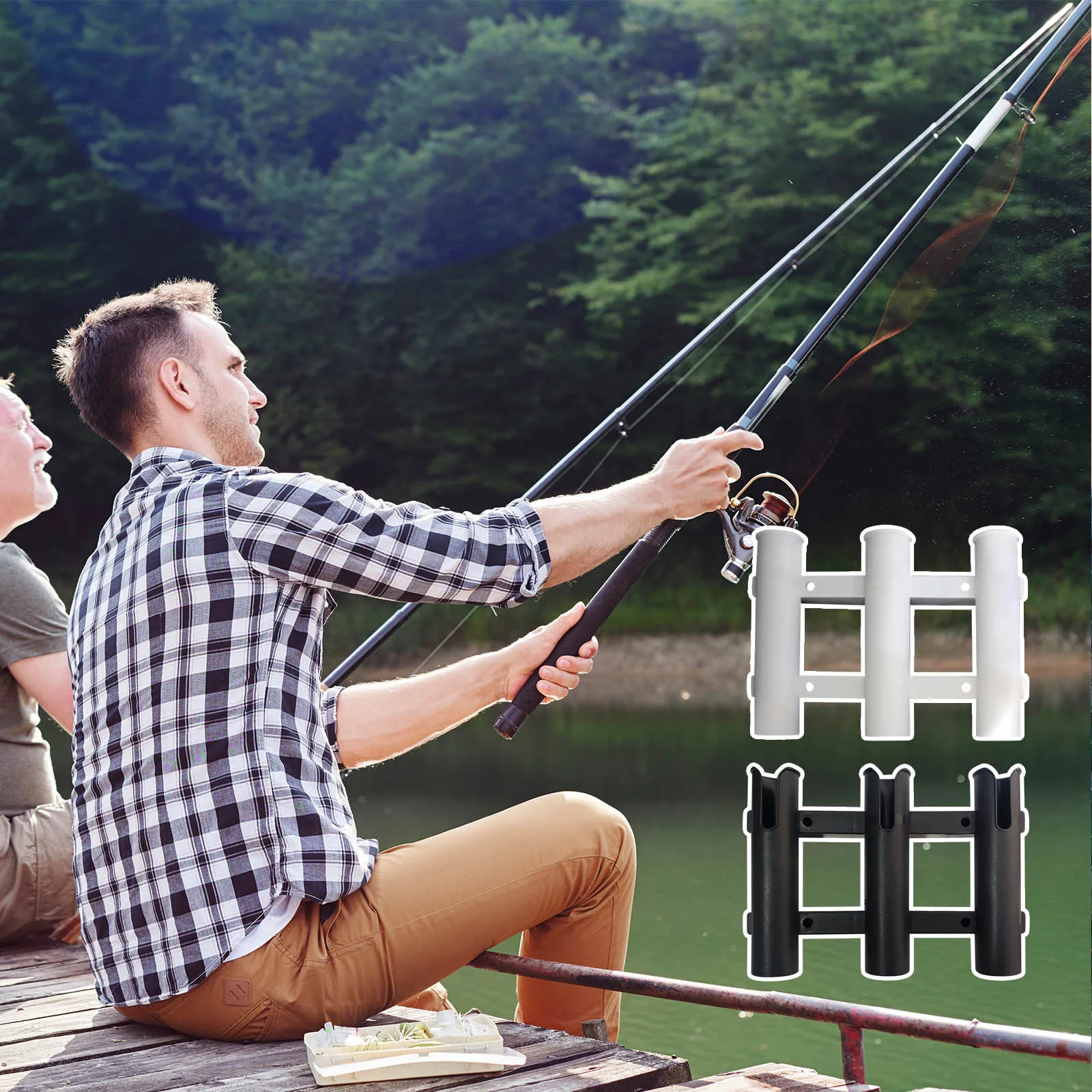 Outdoor Fishing Rod Racks Detachable 3-tube Fishing Rod Holder For Ocean Kayak Side Boat Fishing Bracket Fishing Accessories