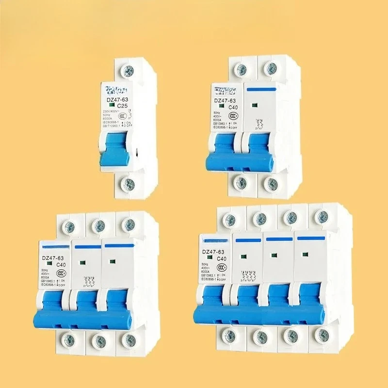 10PCS Air switch household 220V circuit breaker air switch 1P2P3P three-phase four wire 63A leakage protection 4P