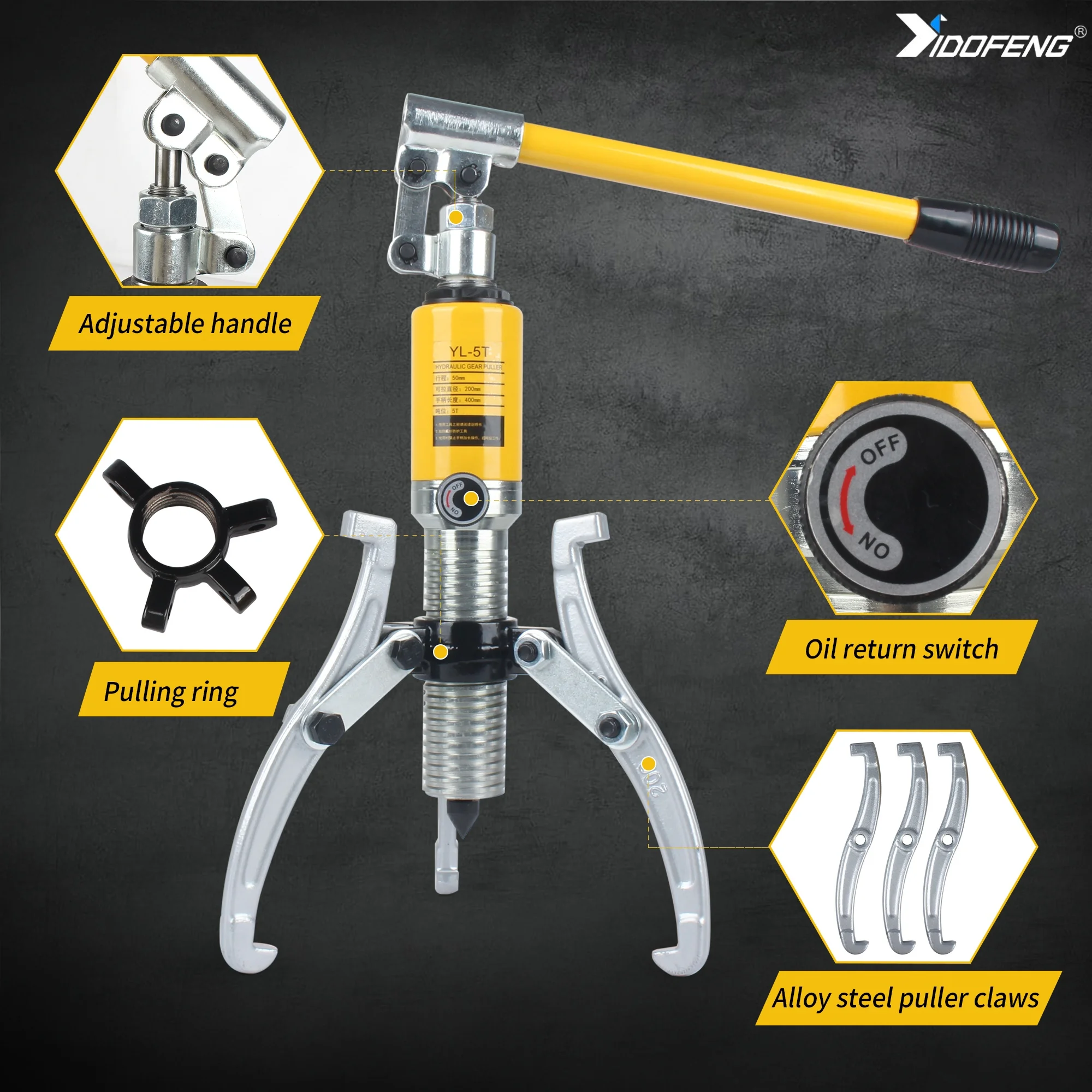 3 Jaws Bearing Hub Removal Tool Kit Integral Hydraulic Puller Remover Tool Bearing Pulley 5 Ton Auto Repair Tools