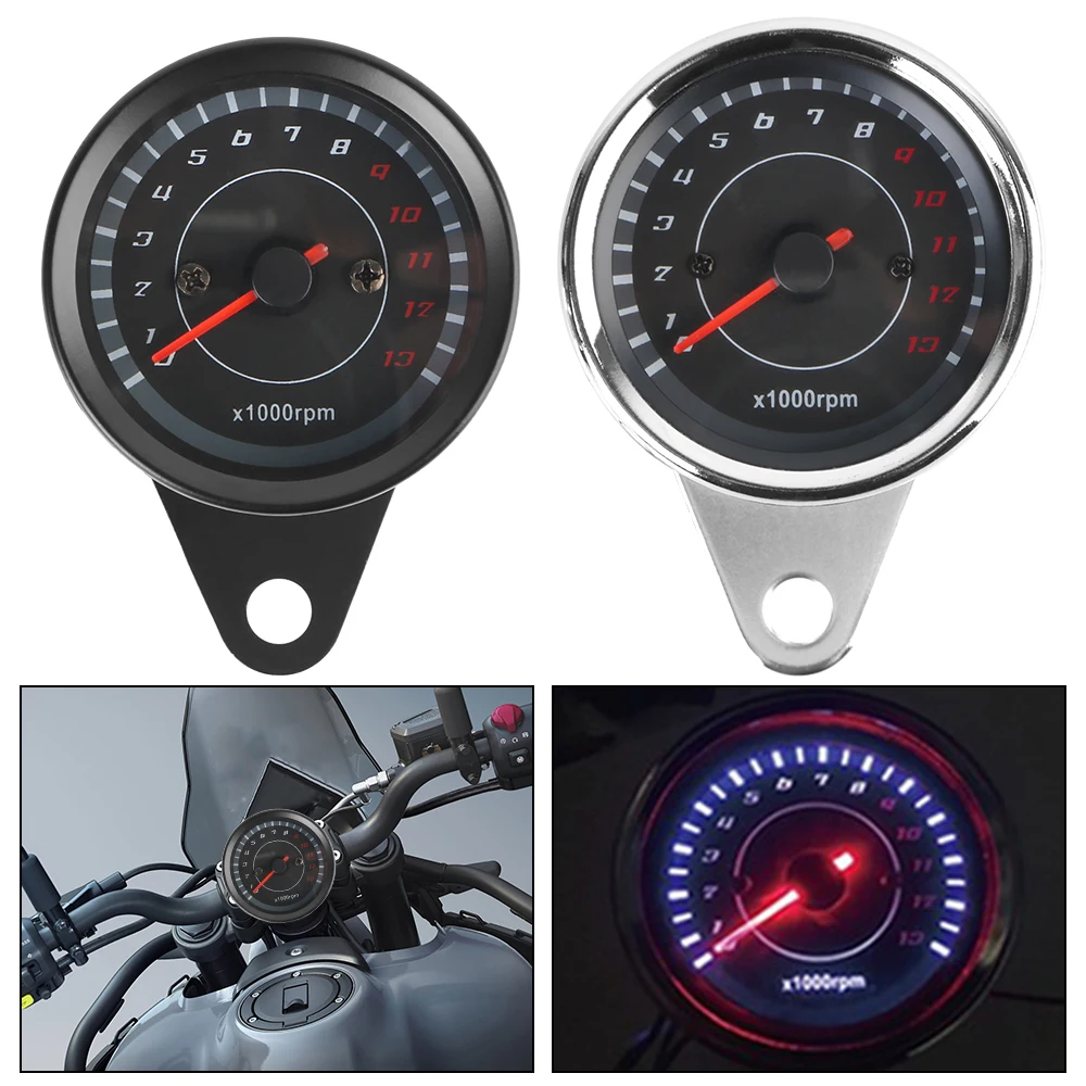 Motobike Accessory Auto Gauge Moto Parts Tachometer Motorcycle Speedometer Modified Odometer Machinery With LED Light Universal