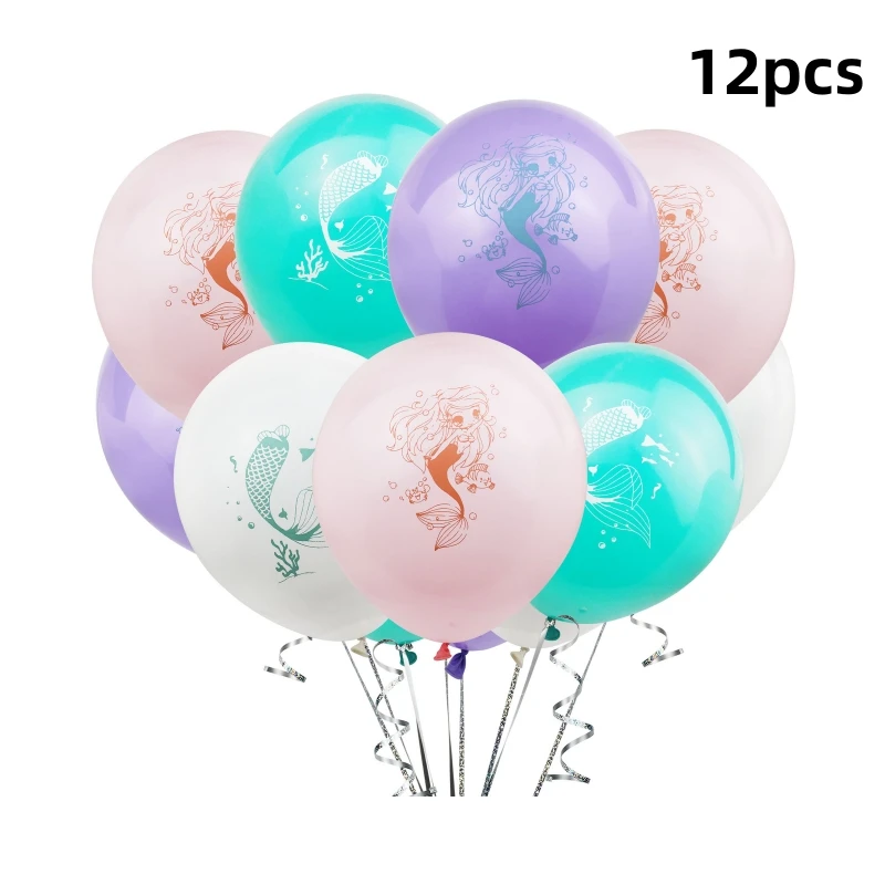 

Cartoon Disney 12 Piece/Set Printed Latex Balloon Mermaid Theme Birthday Party Scene Decoration Supplies Balloon Decoration