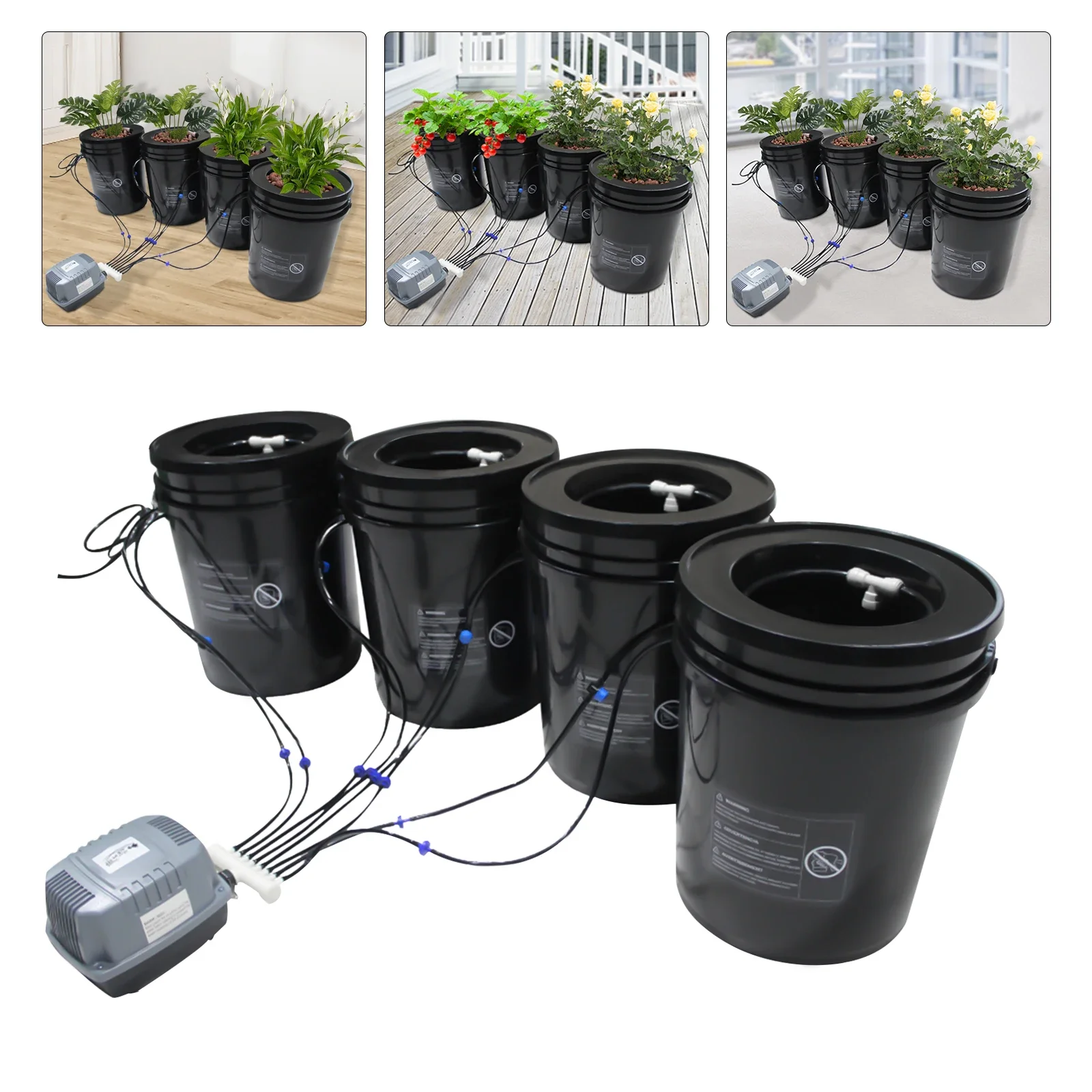 

For DWC Cylindrical Hydroponics Growing System Kits Recirculating Drip Garden System w/Air Hose Air Pump Air Stone