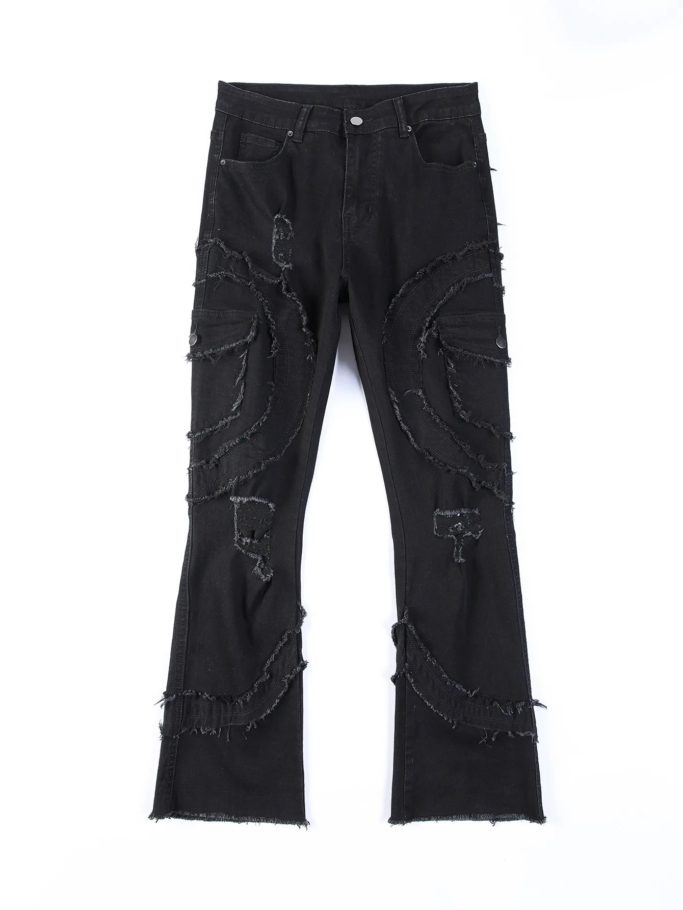 2026 New Street Punk Hip Hop Jeans Retro Ripped Bootcut Fringe Denim Pants Unisex European American Casual Fashion Stretch Jeans