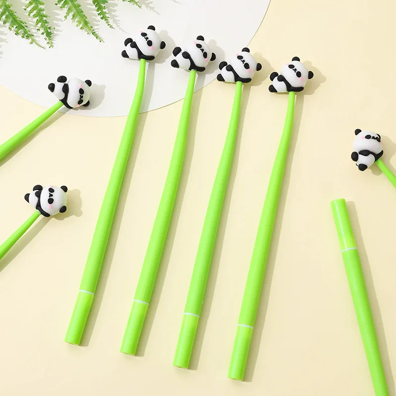 

24 Pcs Soft Rubber Panda Shake Music Neutral Pen Cartoon Shake Pen Student Prize Gift Stationery Black