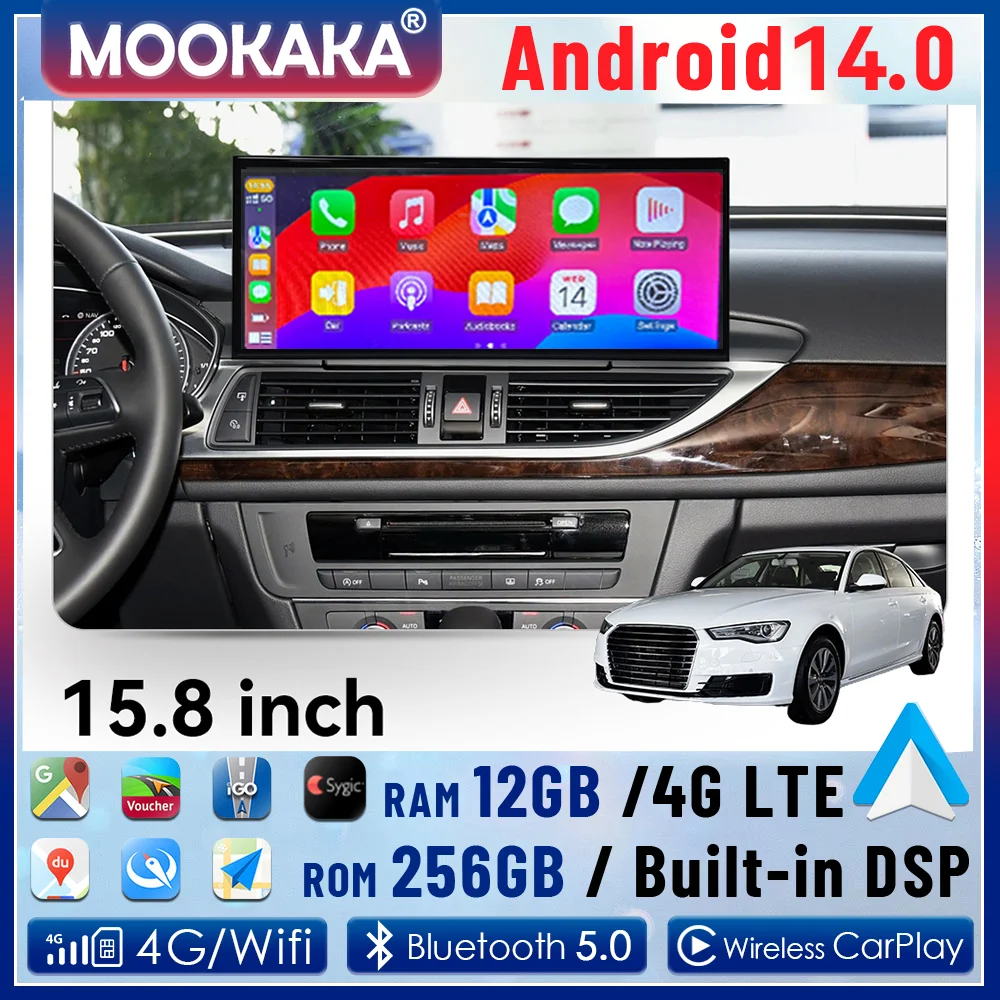 

Android 14 Авто GPS-навигатор Carplay 15,8 "для Audi A6 A7 2016 2017 2018 Автомобильный радиоприемник Стерео Мультимедийный ТВ DVD-плеер Головное устройство