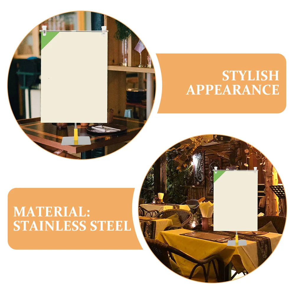 Adjustable Stainless Steel Poster Stand Clip T Shaped Banner Display Indoor Outdoor Advertising Metal Business Sign Holder