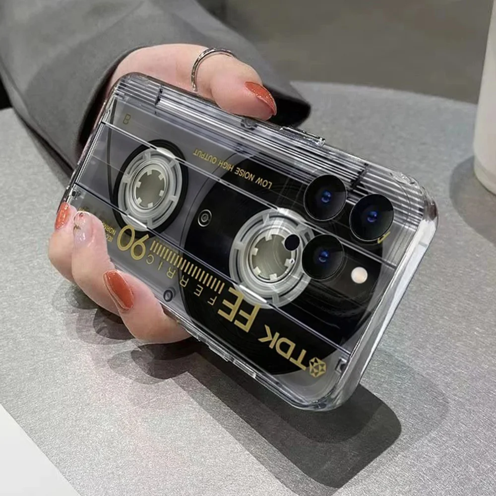 Retro cassette pattern phone case suitable for iPhone 17 16 15 14 13 12 11 Pro/Max/Plus anti drop and shockproof back cover