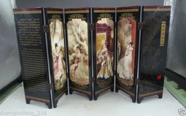 ( Mini ) Exquisite Chinese Classical Beautiful Belles Picture Folding Screen