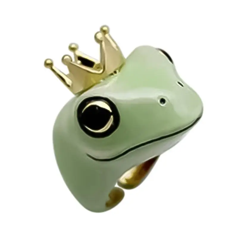 Cute Exquisite Tree Frog Ring Unique Crown Frog Ring Adjustable Comfortable Animal Ring Frog Rings Gifts for Women