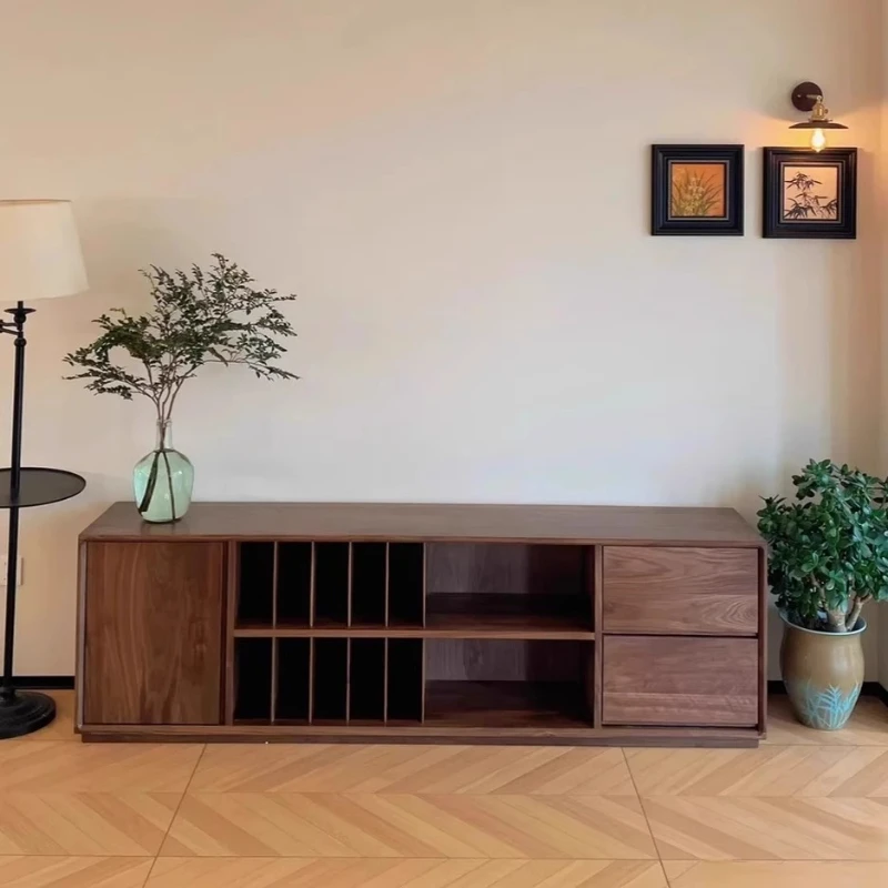 

Simple storage cabinet, multifunctional bookcase, walnut sideboard combination