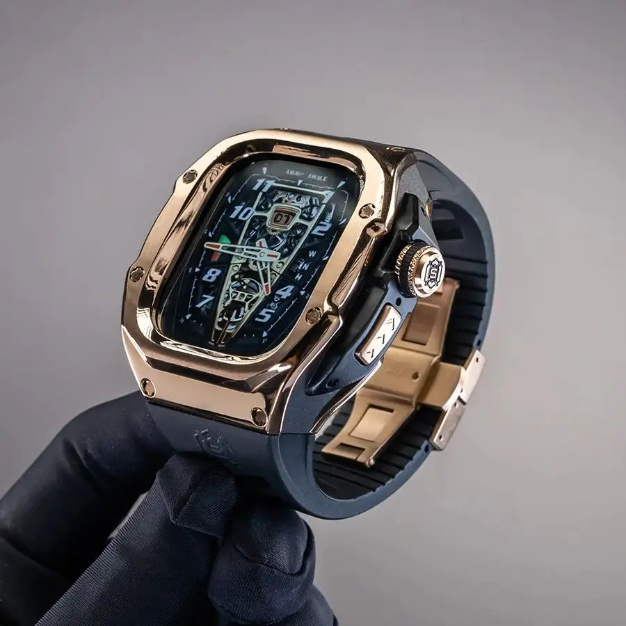 Fit For Apple Watch Ultra 1 Ultra 2 Ultra 3 Super Clear FKM Watch Strap With 46mm 49mm Richard Transparent Shell Mod Case
