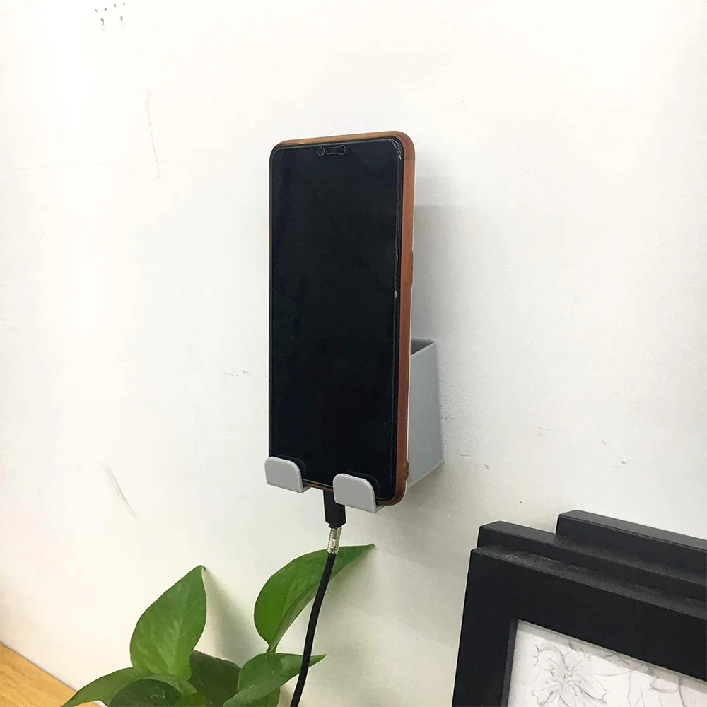 AB25-6 Pack Self-Adhesive Remote Holder Wall Mount Reusable Universal Media Organizer Storage Box For Phone Remote Control