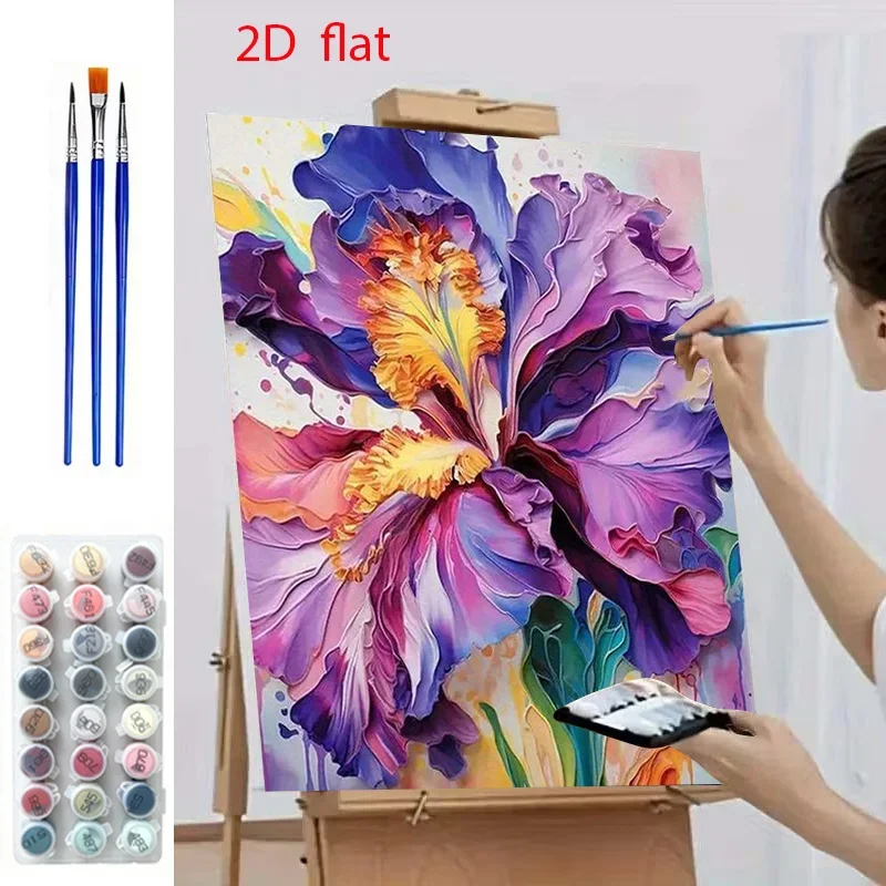 Professional Art Use, 2D Flat Adult Beginner DIY Paint by Numbers Kit - Includes Canvas, Acrylic Paste Pigments, Canvas, 3pcs Pa