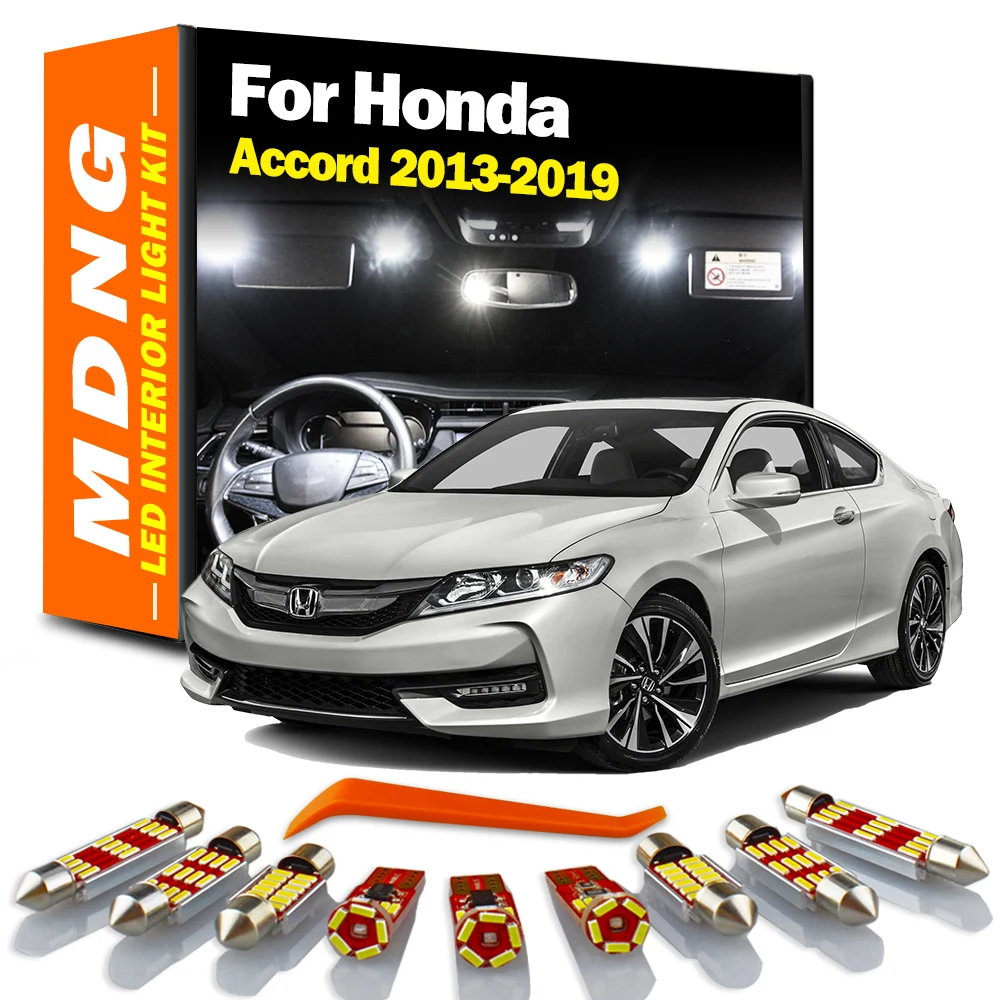 MDNG 12Pcs Canbus LED Interior Light Kit For Honda Accord 2013 2014 2015 2016 2017 2018 2019 Dome Map Trunk Lamp Car Accessories