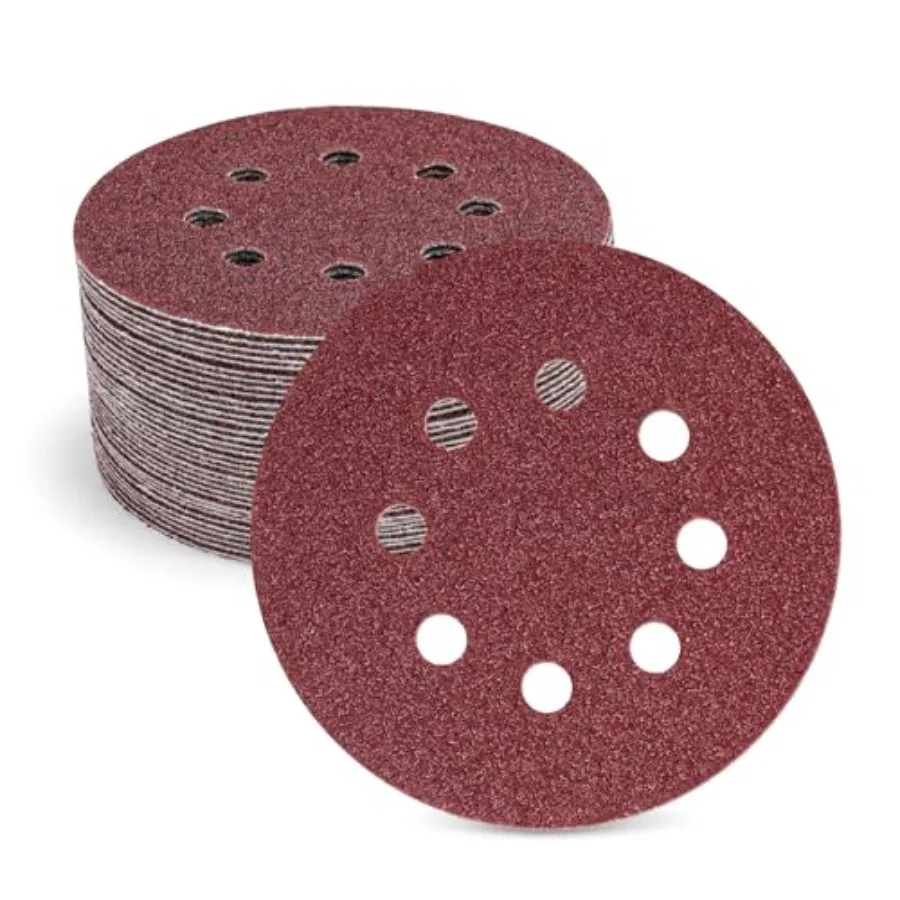 

5 Inch Sanding Discs 40 Grit, Pcs Hook and Loop 8 Hole Aluminum Oxide Wet Dry Sandpaper for Random Orbital Sander, Orbital Sand