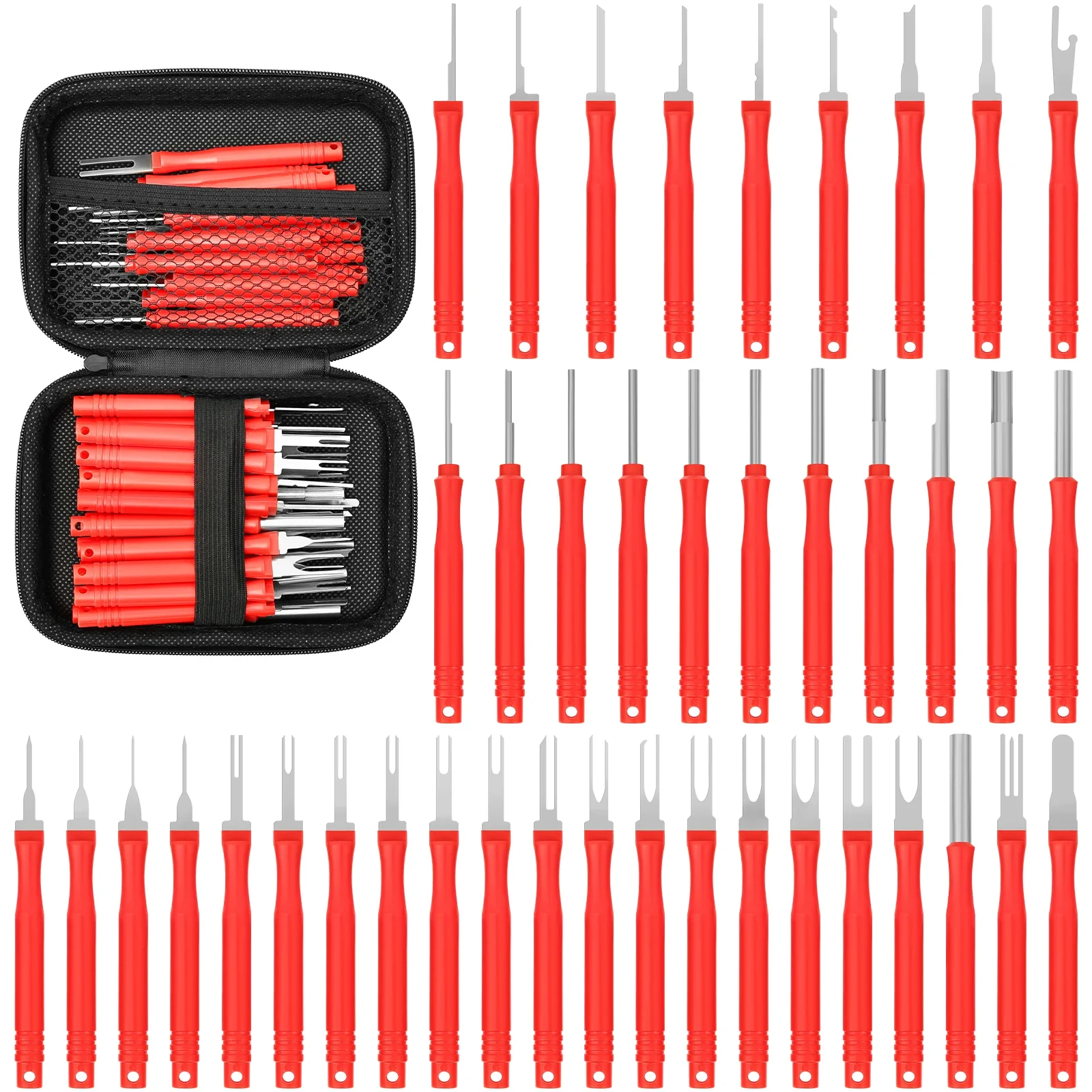 41Pcs Car Terminal Removal Tool Kit Uto Cable Plug Remove Puller Electrical Wire Crimp Connector Pin Extractor Disassembly Tools