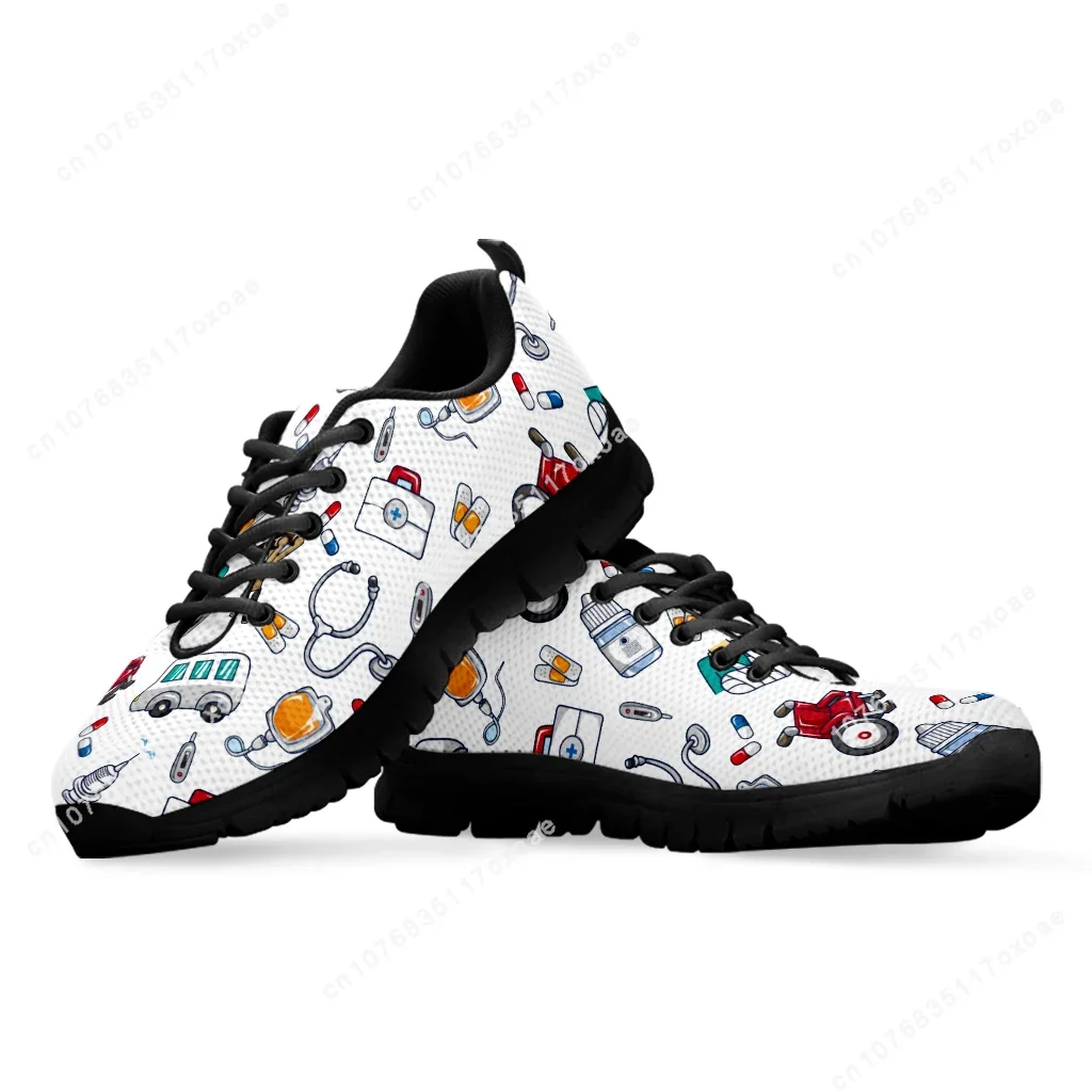 Nurse Casual Shoes White Ambulance Medical Equipment Sneakers First Aid Printing Summer Breathable Mesh Sneakers