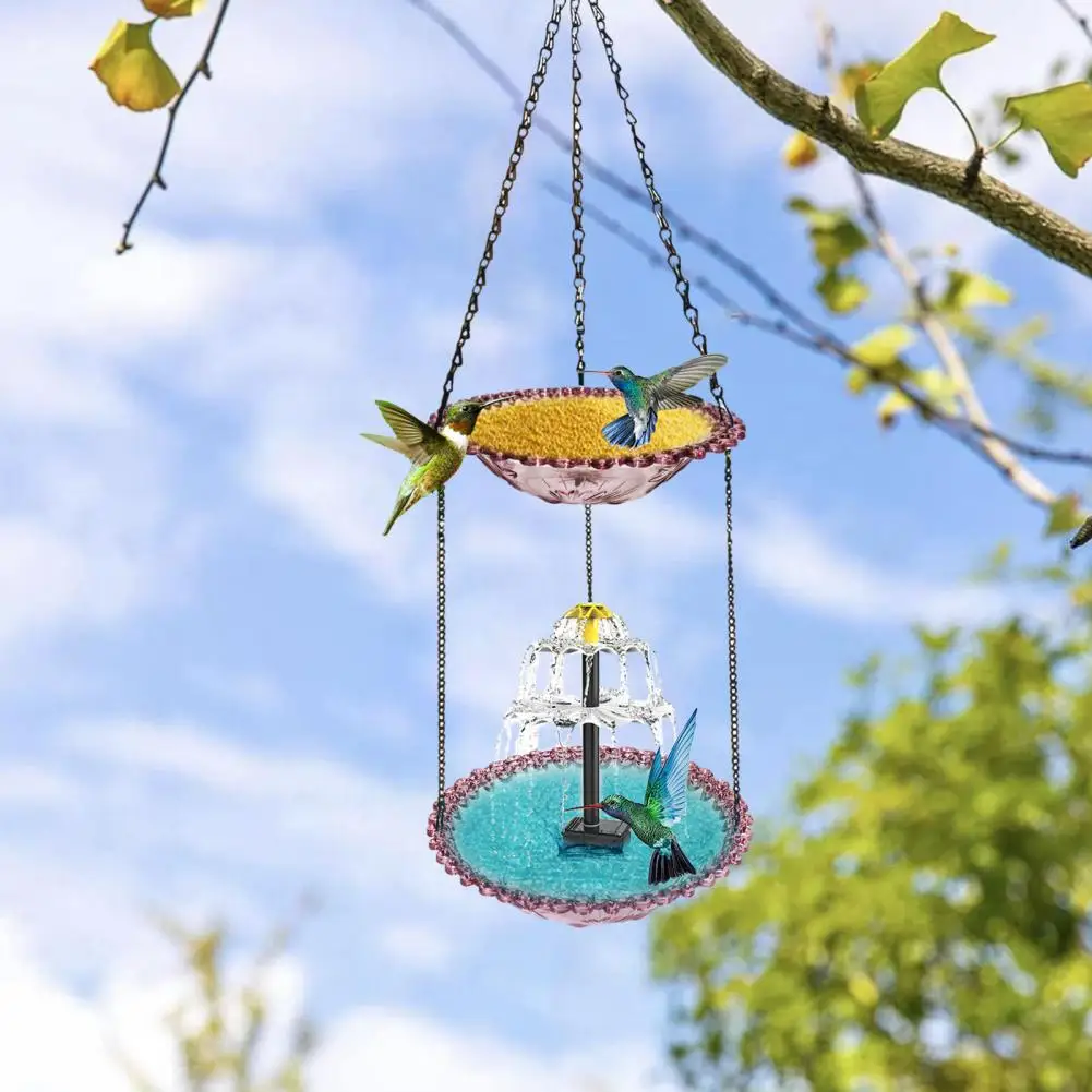 

Snow Resistant Feeder Outdoor Hanging Bath Feeder Tray with Double Layer Plate for Garden S 2-in-1 Bath Feeder for Outdoors