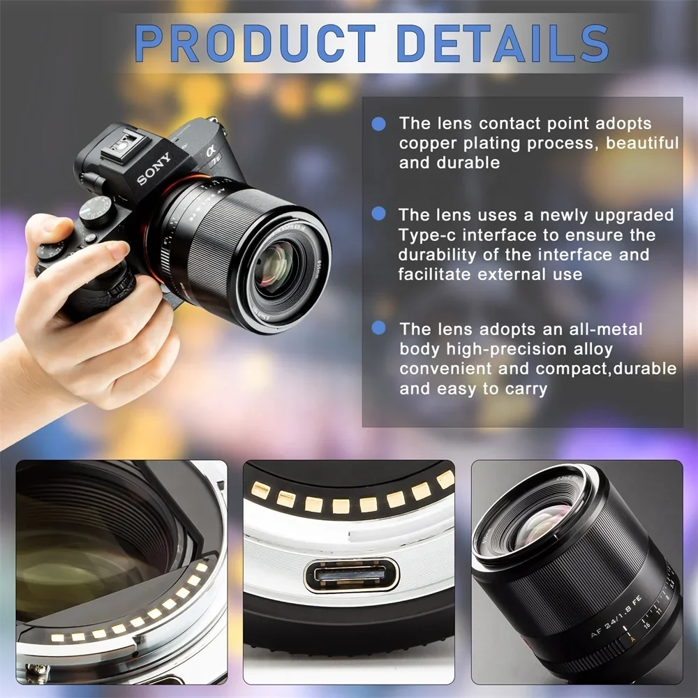 

New Viltrox 24mm F1.8 FE Camera Lenses Full Frame Auto Focus Wide Angle Prime Lens for A6500 A6300 A6000 A7 A7RIV A7RIII A7III A