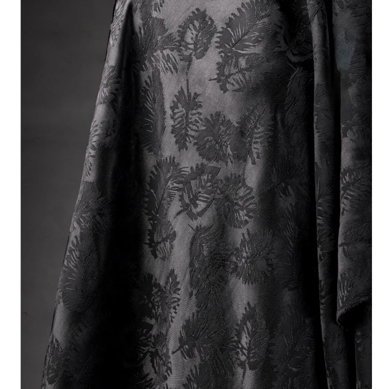 Jacquard Satin Fabric Black Embossed Wrinkle Resistant Designer Cloth Apparel Diy Sewing Maters Rayon Cotton Material