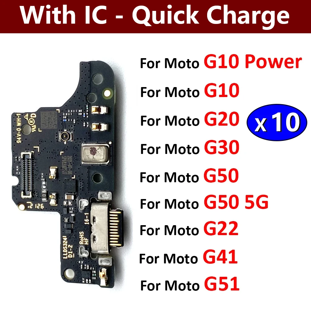 

10Pcs，USB Charging Port Micro Dock Connector Board Flex Cable For Moto G30 G10 Power G20 G22 G31 G51 G41 G50 5G G72