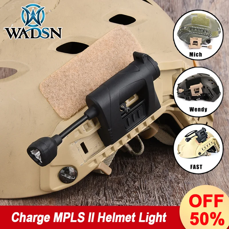 WADSN-Tactical MOLLE Fast Helmet Light, MPLS 2.0 CHARGE 4 Modes, Red Green White IR Hunting Signal LED Lamp Headlight