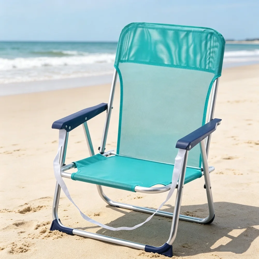 Silla de Playa Plegable de Altura Ajustable, Silla de Pesca Portátil para Exteriores con Correa de Transporte, Diseño Antideslizante a Rayas, Ligera y Duradera para Acampar, Hacer Picnic y Actividades