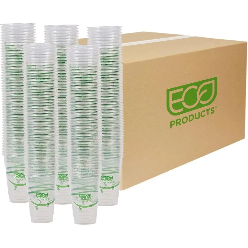 Vasos de Plástico PLA Transparentes y Compostables de 10 oz, Caja de 1000 Unidades, Vasos Desechables Renovables a Base de Plantas para Bebidas Frías o Aperitivos