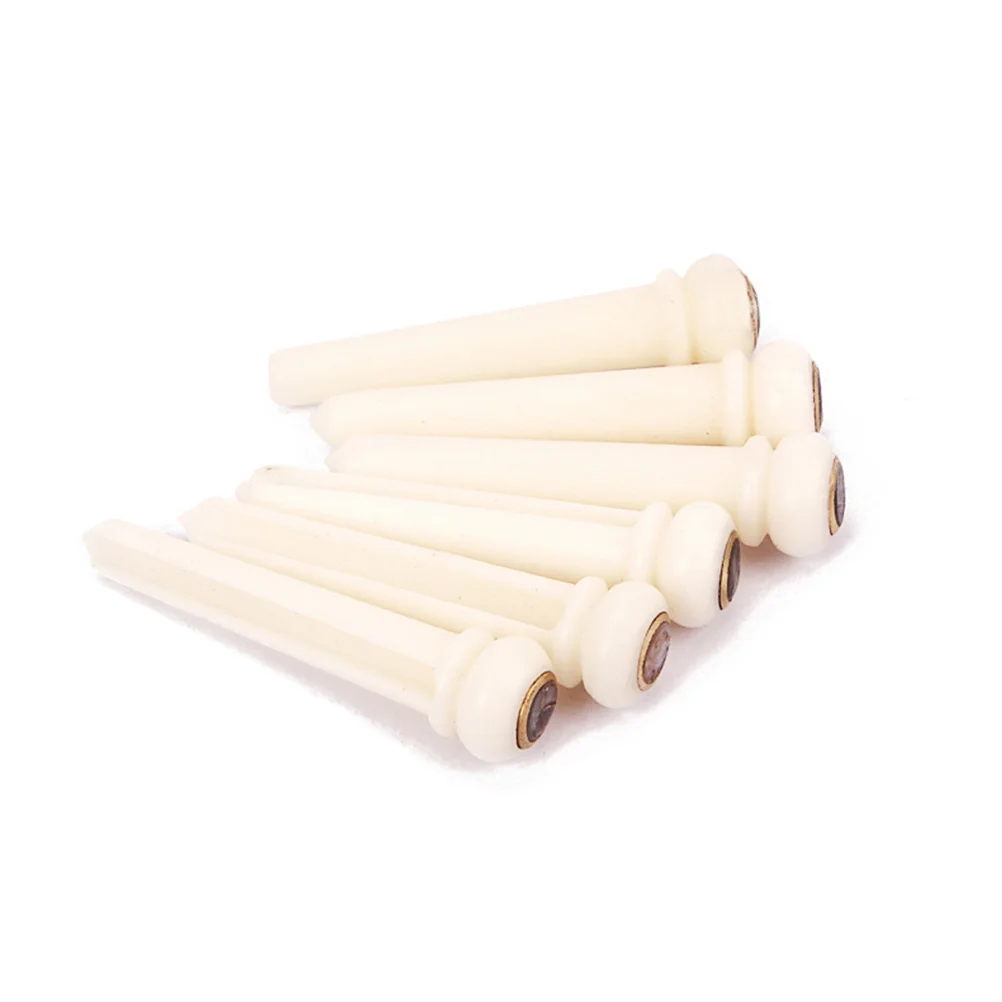 

6Pcs Bone Guitar Bridge Pins for Acoustic Guitar Replacement String Pegs Vintage Classic Style Durable Brass