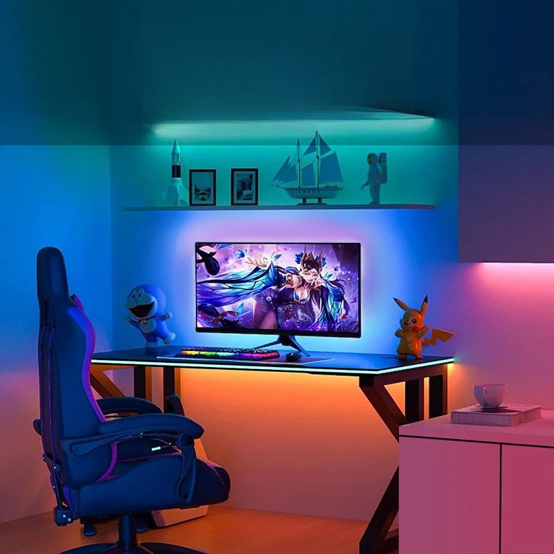 Lumière d'écran synchronisée e-sports, lumière d'ambiance, fond de jeu, lumière fluide, bande de lumière LED irisée, 5V