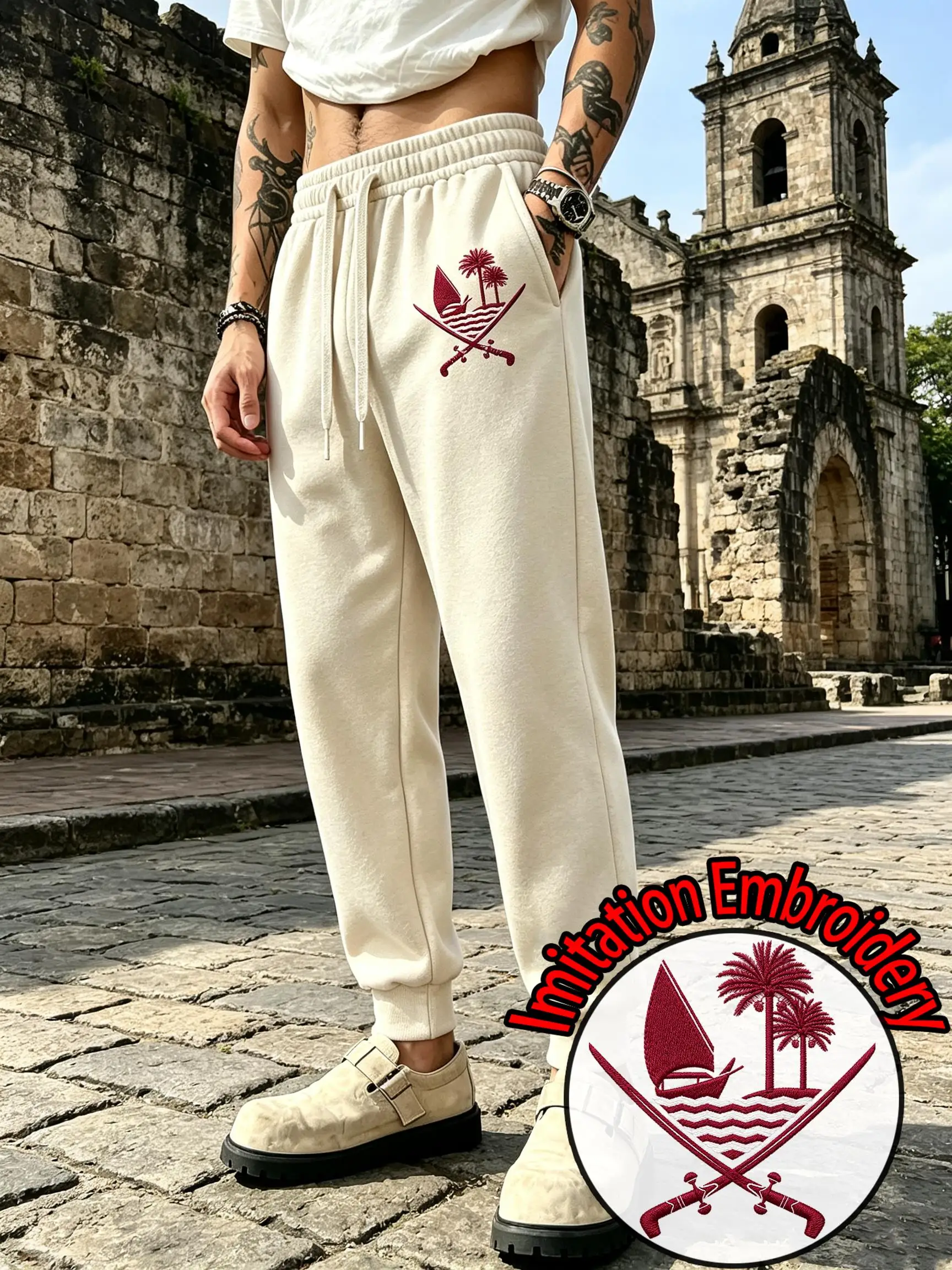 Men'S Fashion Qatar - Qatar Imitatie Borduurwerk Geprinte Heren Sweatpants