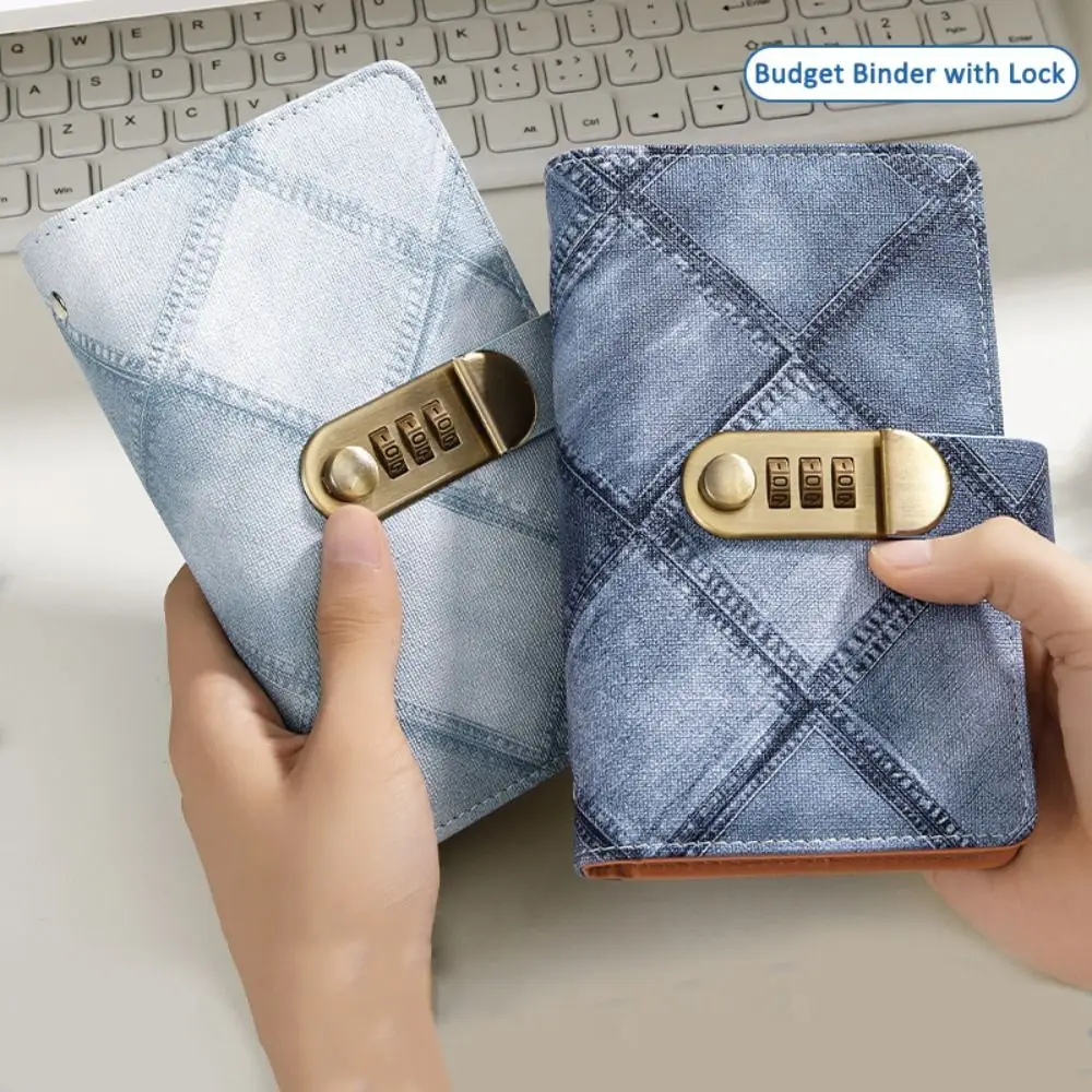

50Sheets Envelop Savings Challenges Book PU Leather Refillable Budget Binder with Lock Cash Envelopes Savings Handbook