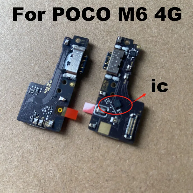 For Xiaomi Poco M6 4G Fast USB Charging Dock Port Mic Microphone Connector Board Flex Cable With IC Repair Parts