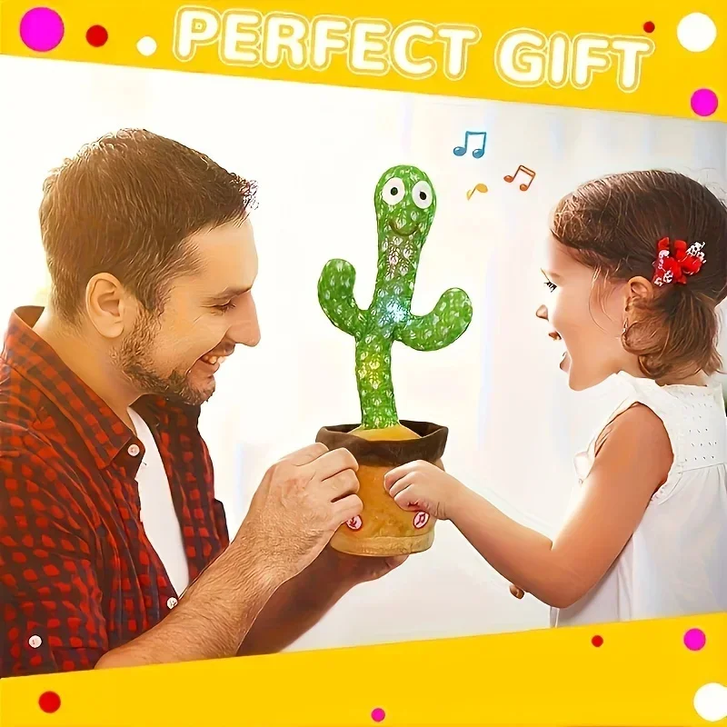 Juguete de Cactus parlante, Cactus bailando, juguete para bebé con iluminación, canto, imitando, juguetes para bebé, repetir lo que dice, registro de Cactus