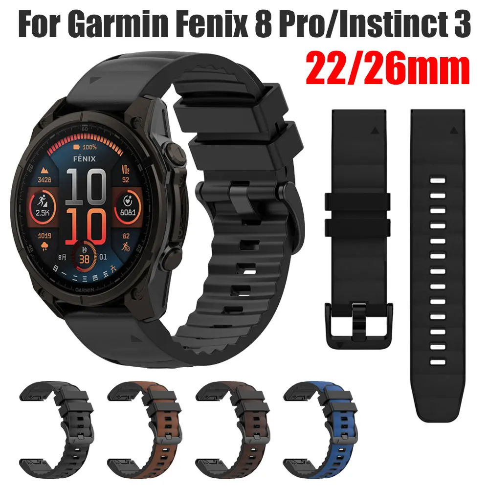 22/26 mm Silikonarmband für Garmin Fenix 8 Pro 51 mm 47 mm 8 7X/Instinct 3 2X/Tactix 8 7/Enduro 3 2/quatix 7X Ersatzarmband