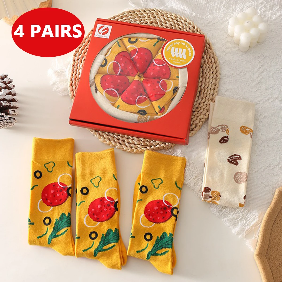 3/4/5 Pairs, Funny Food Novelty Crew Socks, Creative Interesting Present for Friend Family, Soft Comfortable Daily Wear Socks - view 5