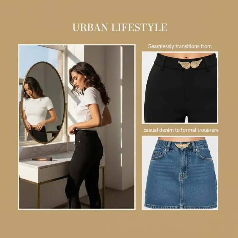 Portable Angel Wings Jeans Waist Button Adjustable Clips For Pant Skirts Waist Tightener Buckle Pin Button Clothing Supplies