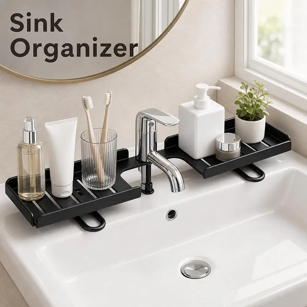Faltbares Eckregal für Badezimmer, Wasserableitung, einfaches Regal für Armaturen, universeller Organizer ohne Bohren, Waschtisch-Aufbewahrung – Detail 7