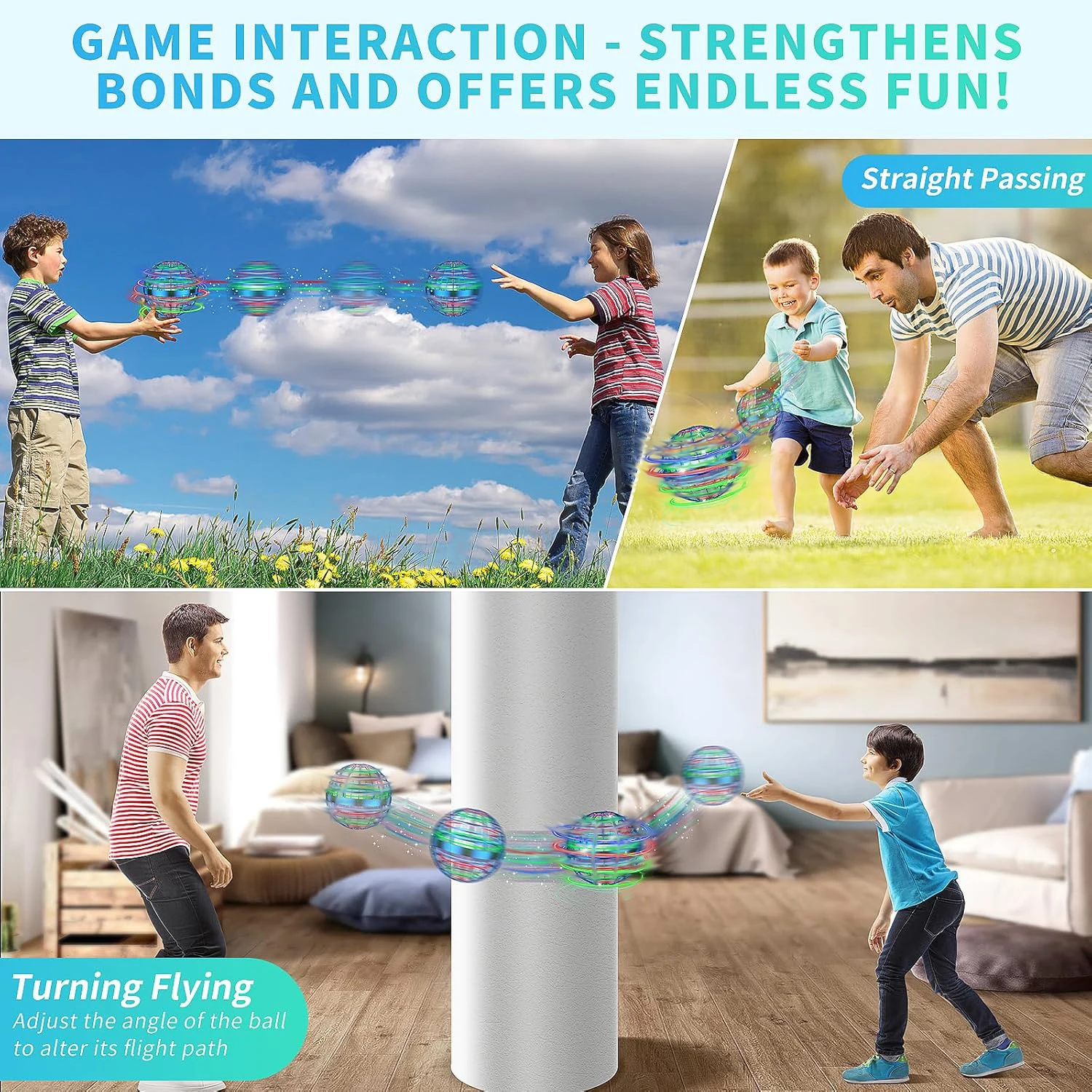 AL フライングボール ハンドヘルド 自動浮遊リターンおもちゃボール 子供のおもちゃ 発光おもちゃ 楽しいおもちゃ 星間宇宙ボール ギフト