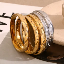 E.B.belle Classic Star Moon Devil's Eye 7.8mm Can Be Opened bangle bracelet gold plated trendy women's stainless steel jewelry