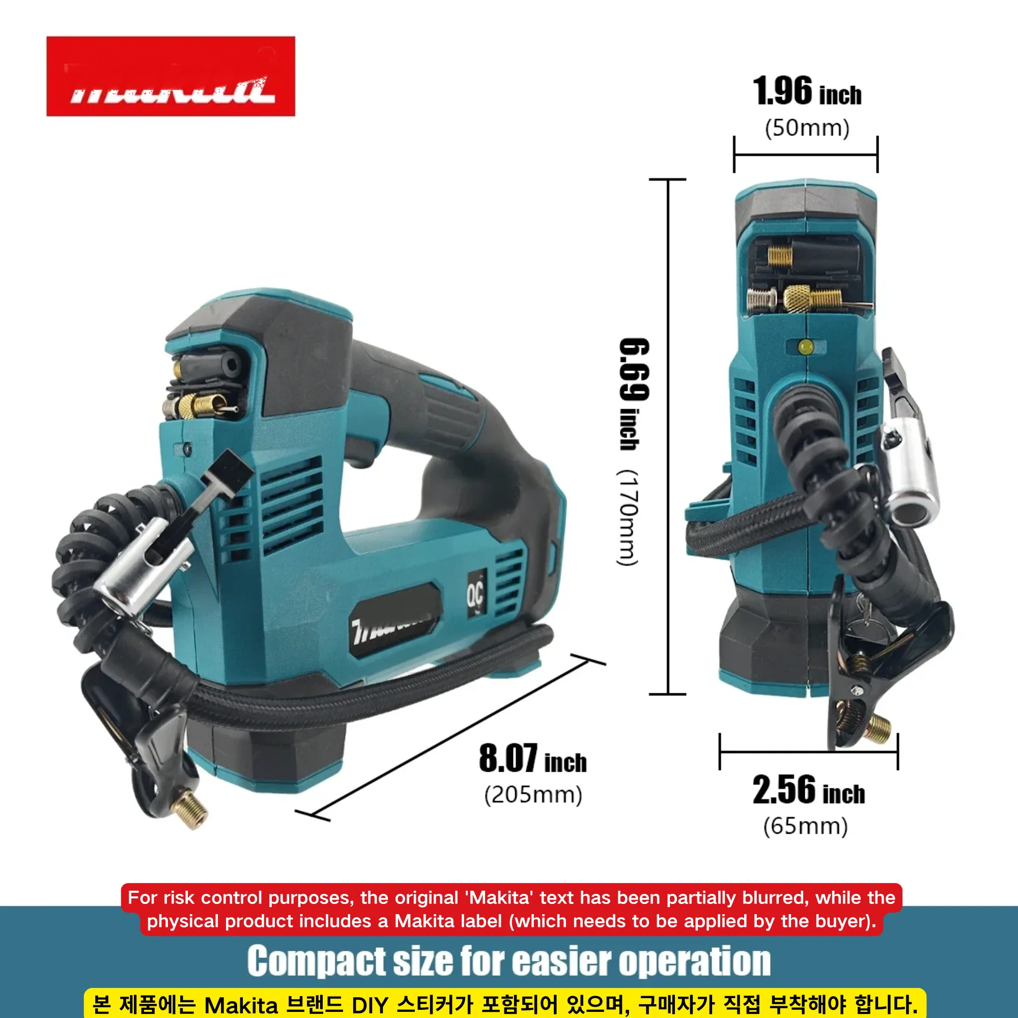 Makita 18V Portable Cordless Tire Inflator 18V Battery Electric Air Pump Handheld Air Compressor For Car Bicycle Tires Ball