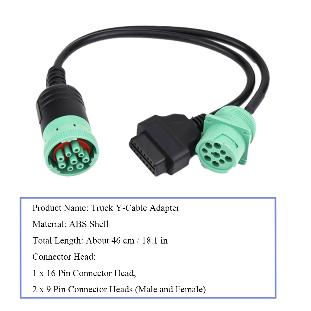 6 Pin J1708 or 9 Pin J1939 to 16 Pin OBD2 OBDII Adapter Cable Heavy Duty Truck Car Accessories Truck cable adapter