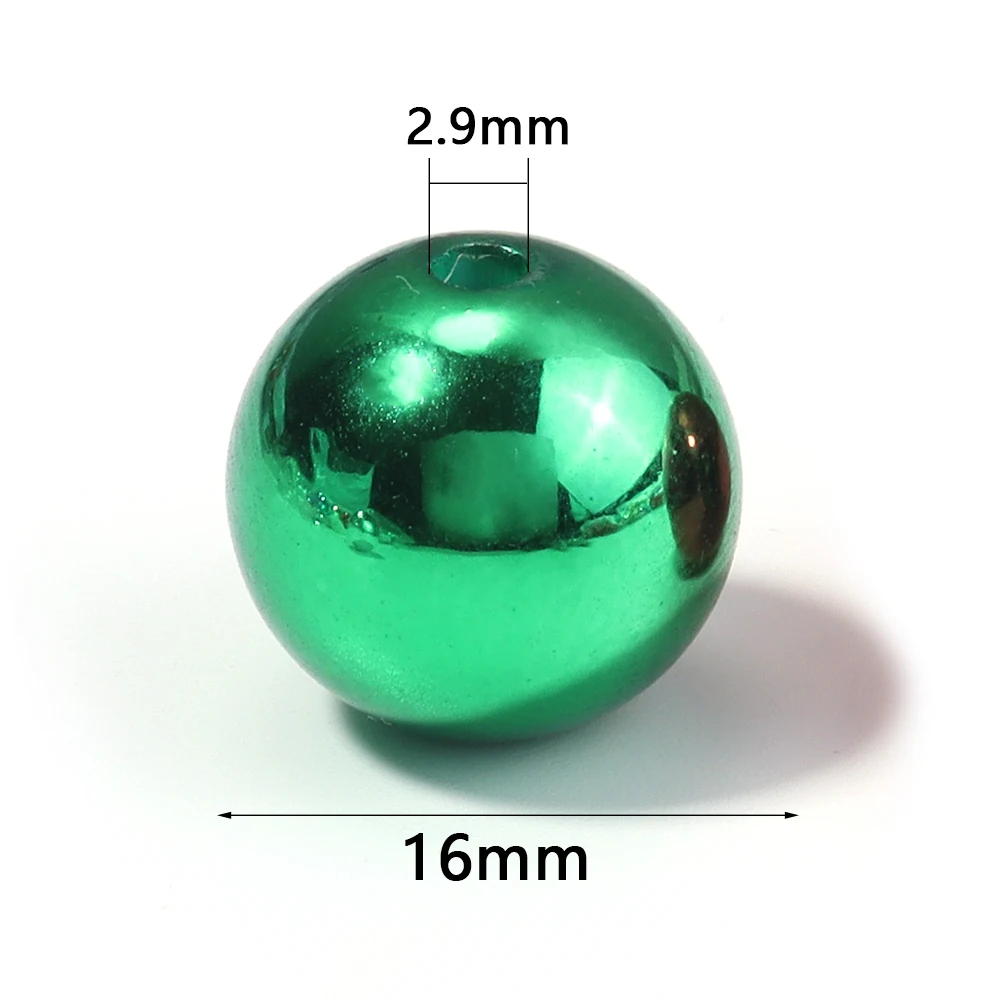 20pcs/lot 16mm Christmas Colored Acrylic Beads Round Loose Spacer Beads For Jewelry Making DIY Handmade Xmas Bracelet Necklace