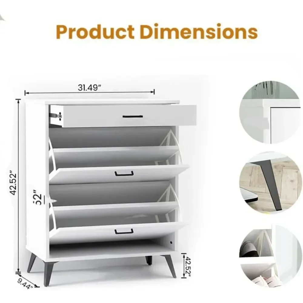 Шкаф для хранения обуви для прихожей, отдельно стоящий органайзер для обуви с 2 откидными ящиками, органайзер для хранения скрытой полки для обуви