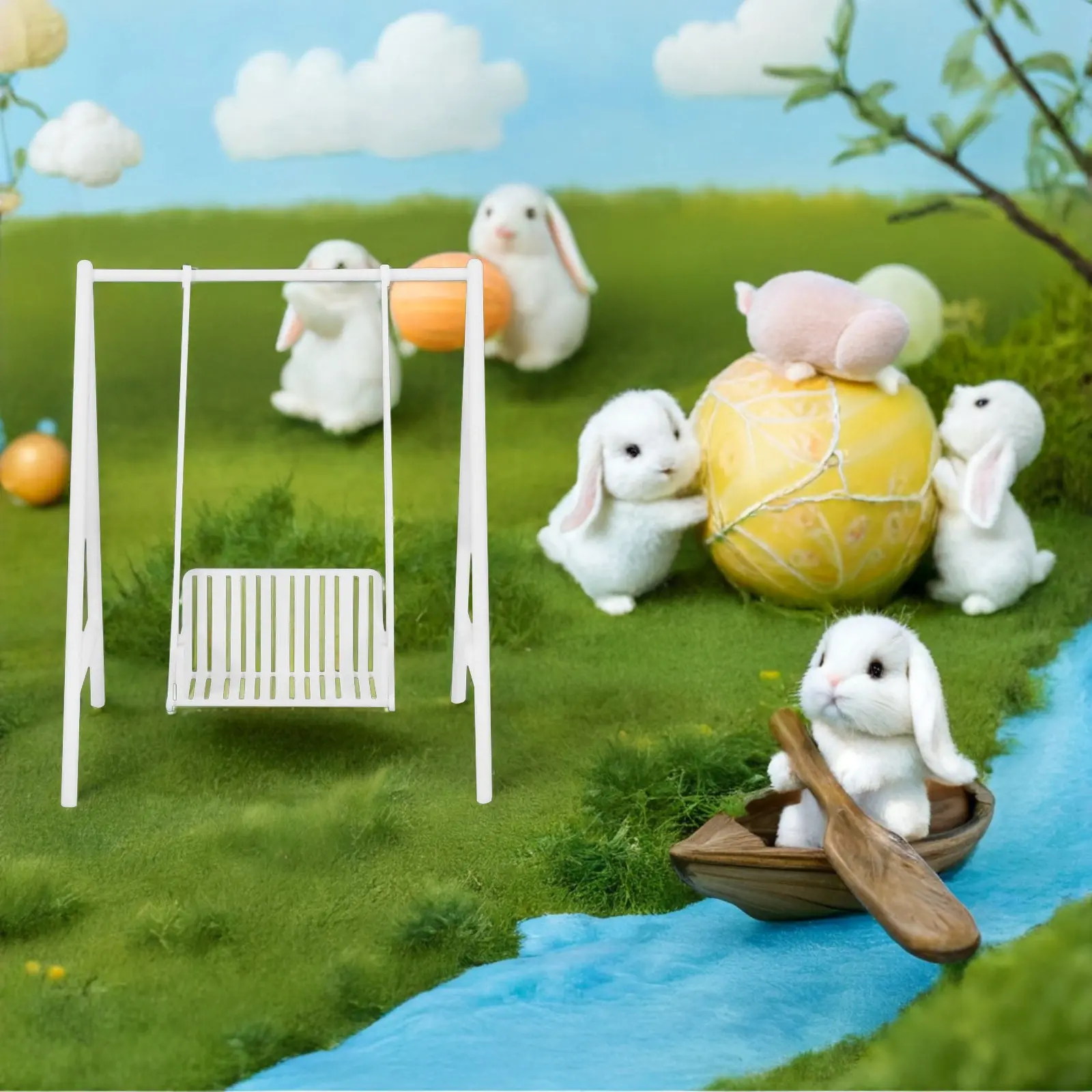 

Миниатюрные садовые качели в масштабе 1:12 для кукольного домика, пластиковые качели-кресло для декора улицы, реквизит для миниатюрных сцен, аксессуары для кукольного домика