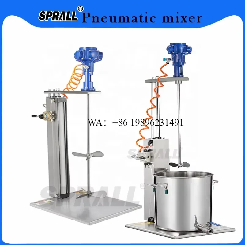 Wmwmnu for SPRALL 50 Gallon Industrial Agitator Blender Stirrer Explosion-proof Mixer Portable Lift Air Pneumatic Paint Mixer